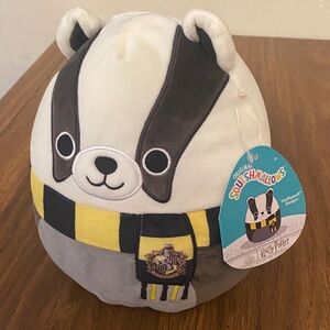 Squishmallows Hufflepuff Badger Plush - Black, White, Yellow